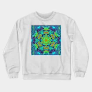 Psychedelic Mandala Flower Green Blue and Red Crewneck Sweatshirt